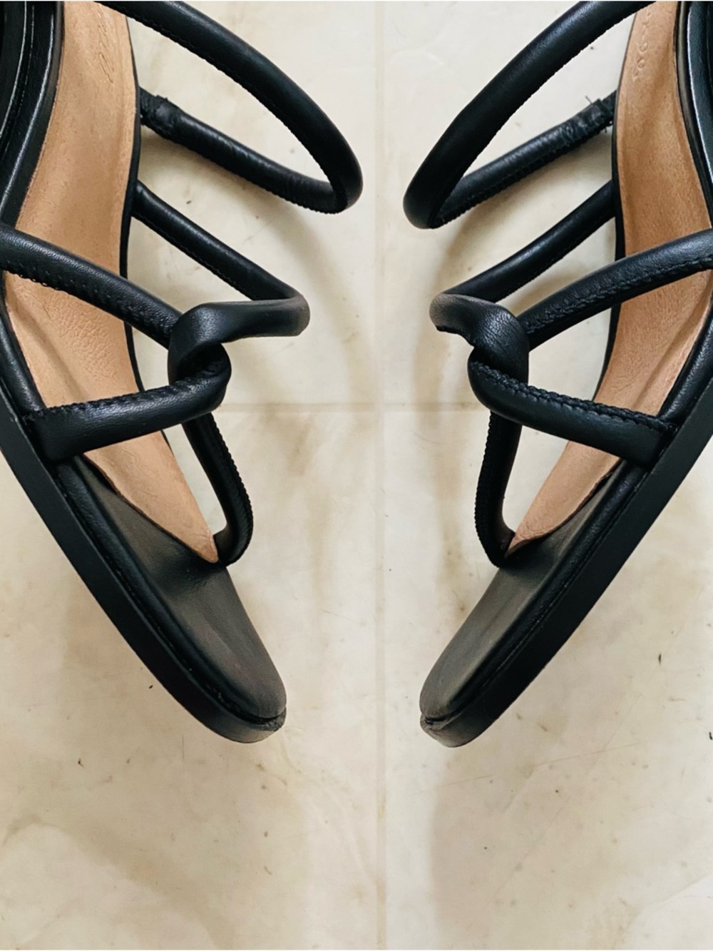 $138 Madewell Tayla Black Leather Block Heels Square Toe Slides Sandals Size 8.5 - Picture 6 of 14